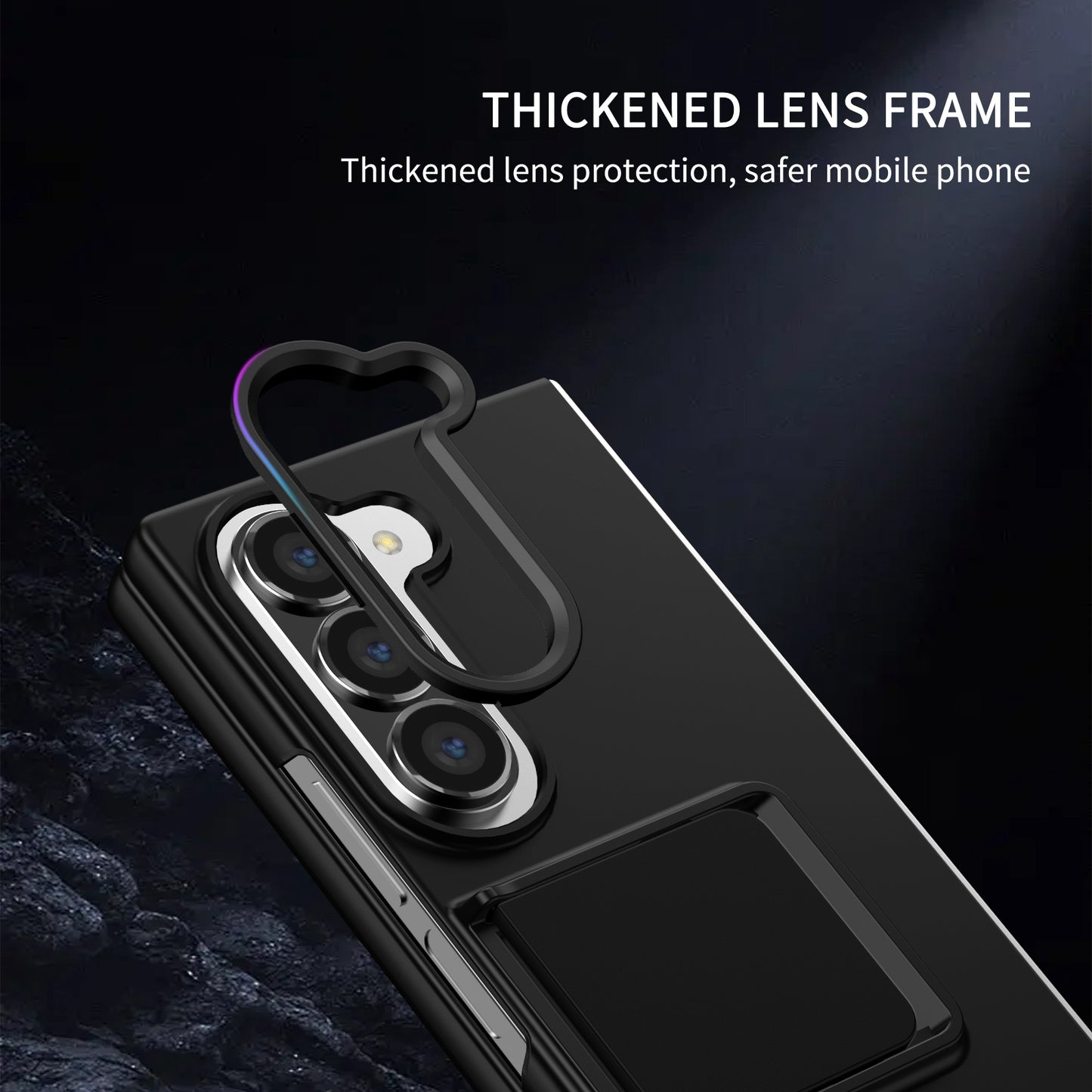 For Samsung Galaxy Z Fold6 5G Case Hidden Kickstand Hard PC Phone Cover - Black