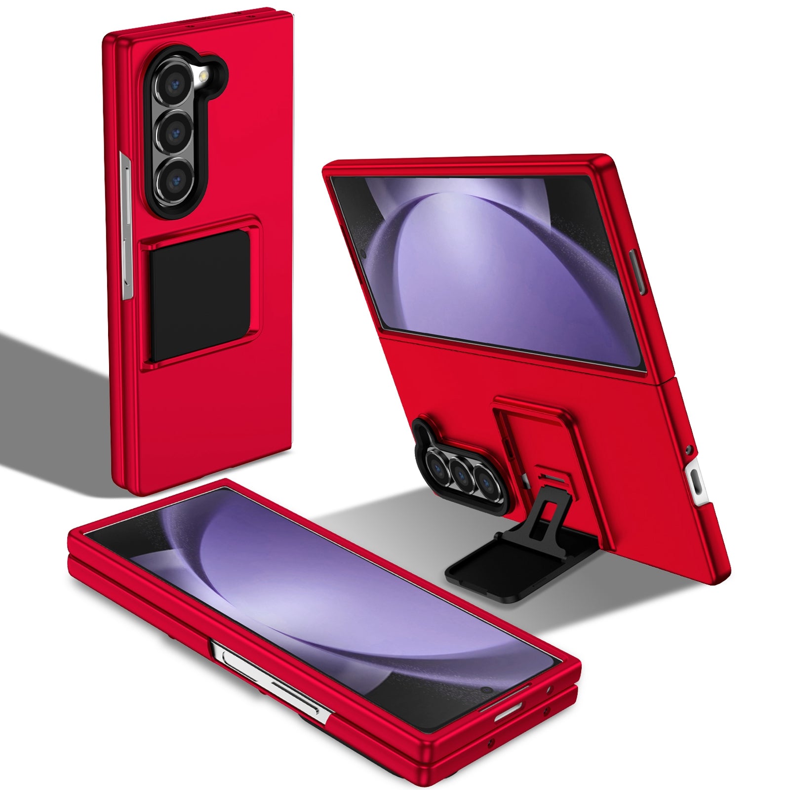 For Samsung Galaxy Z Fold6 5G Case Hidden Kickstand Hard PC Phone Cover - Red