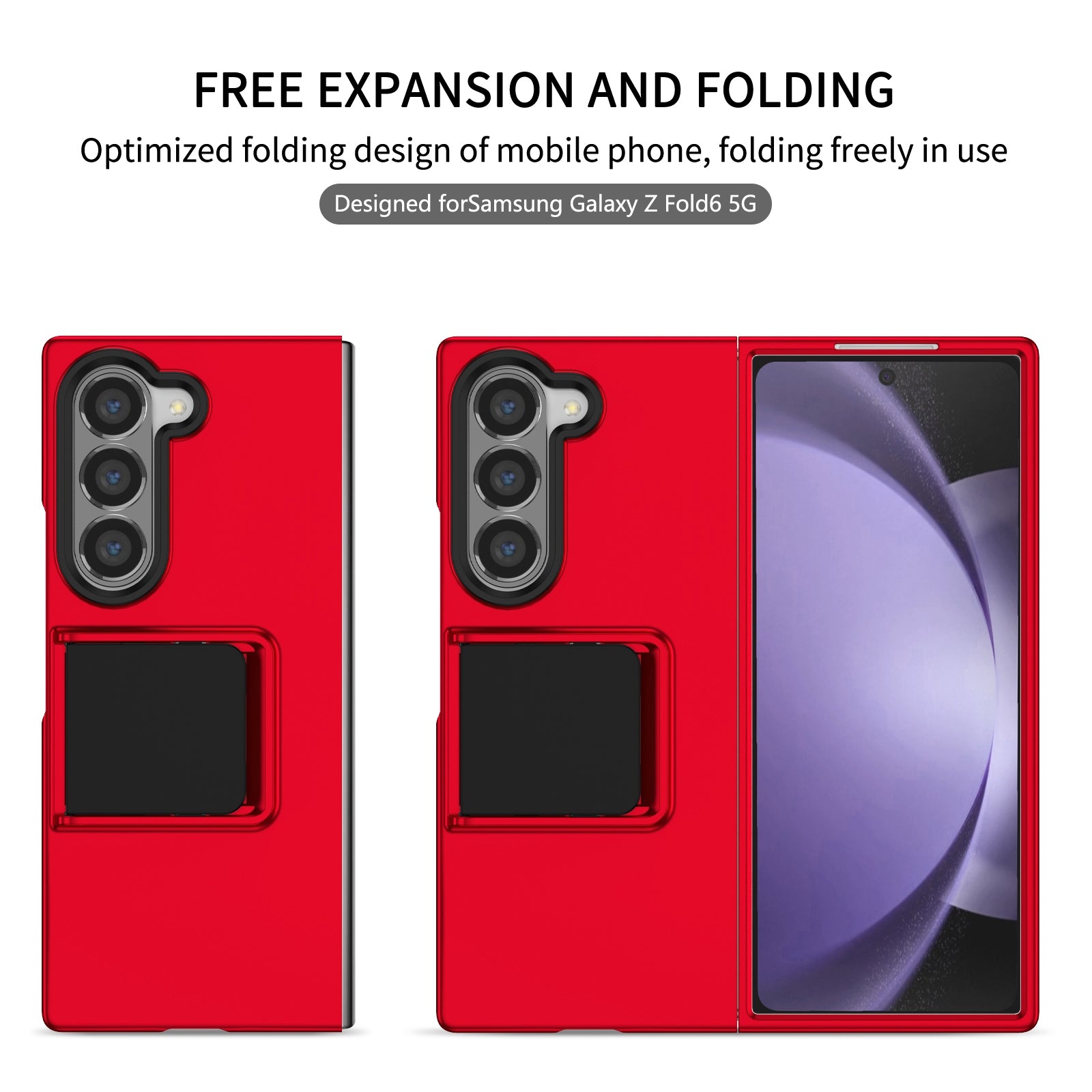 For Samsung Galaxy Z Fold6 5G Case Hidden Kickstand Hard PC Phone Cover - Red