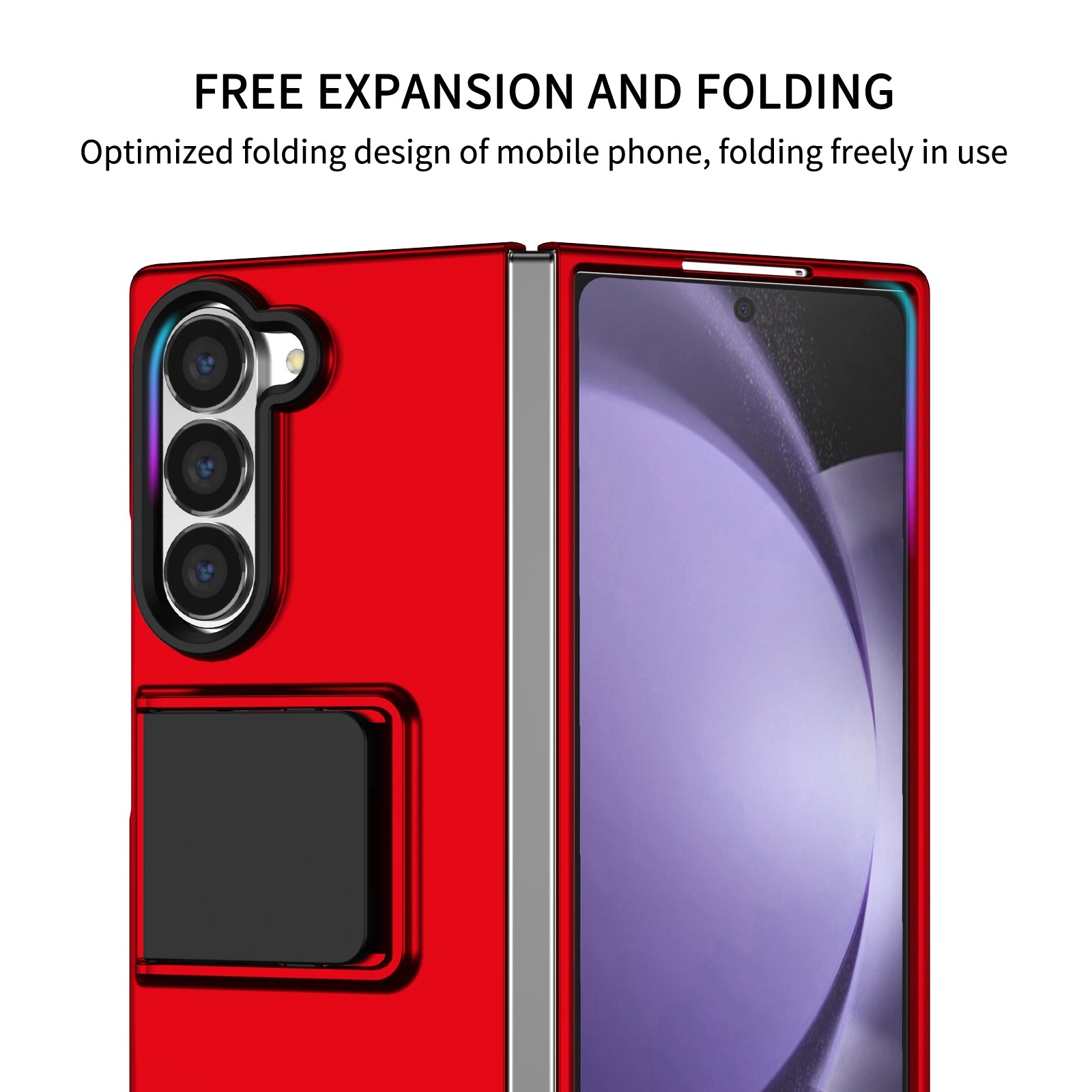For Samsung Galaxy Z Fold6 5G Case Hidden Kickstand Hard PC Phone Cover - Red