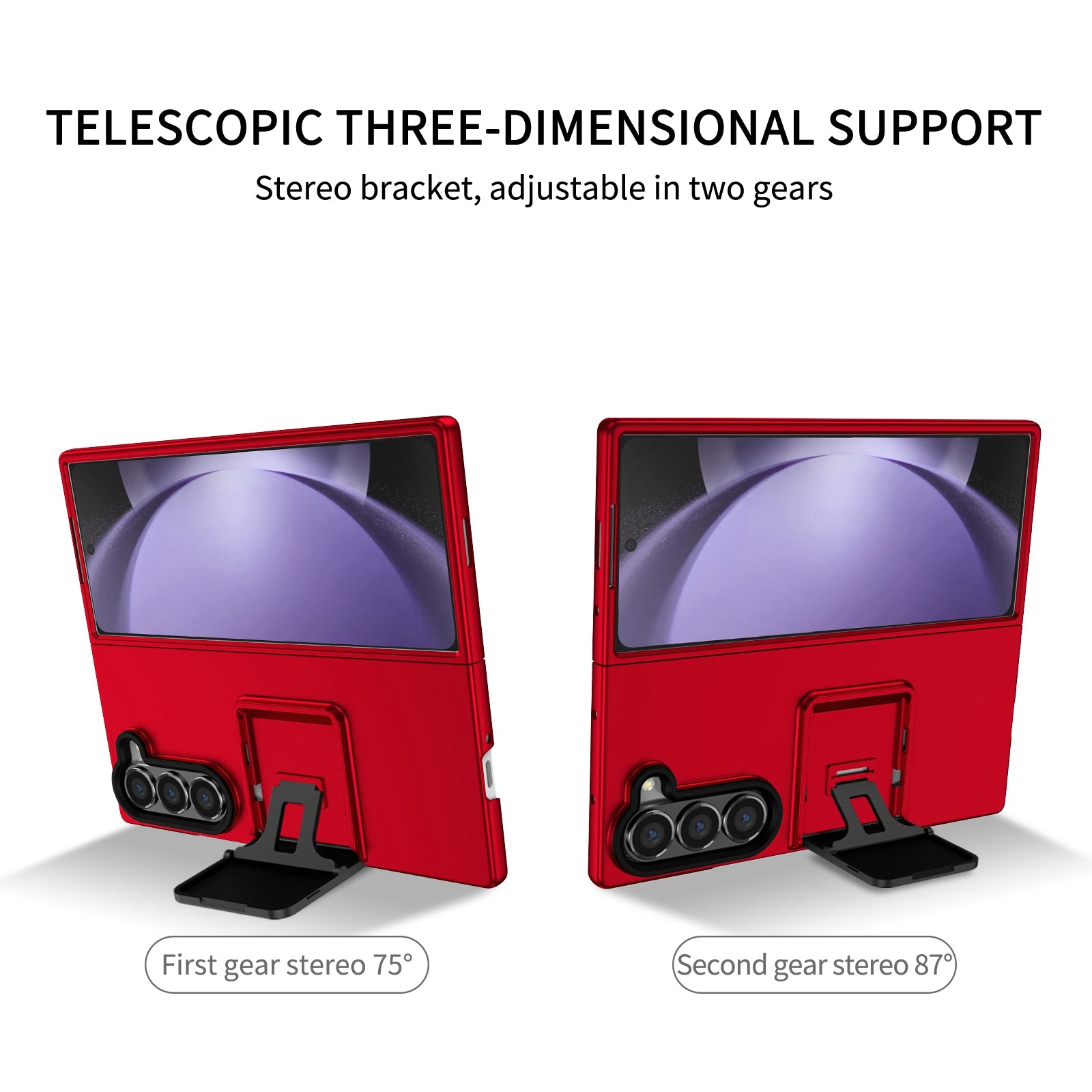For Samsung Galaxy Z Fold6 5G Case Hidden Kickstand Hard PC Phone Cover - Red