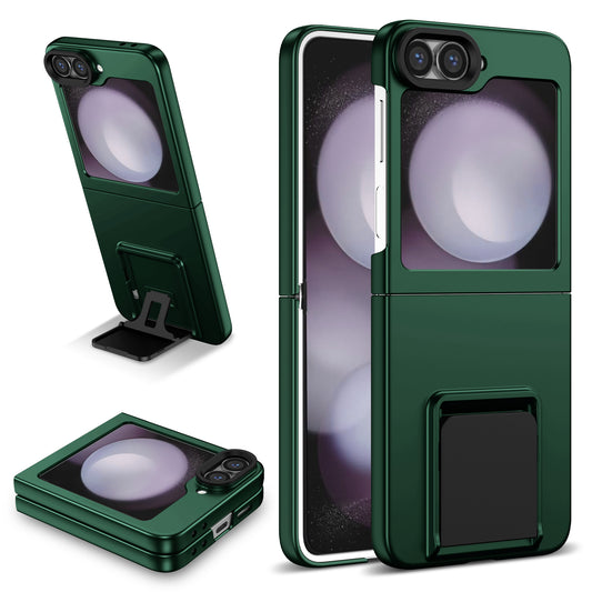 For Samsung Galaxy Z Flip6 5G Case Kickstand Anti-Scratch Hard PC Phone Cover - Green