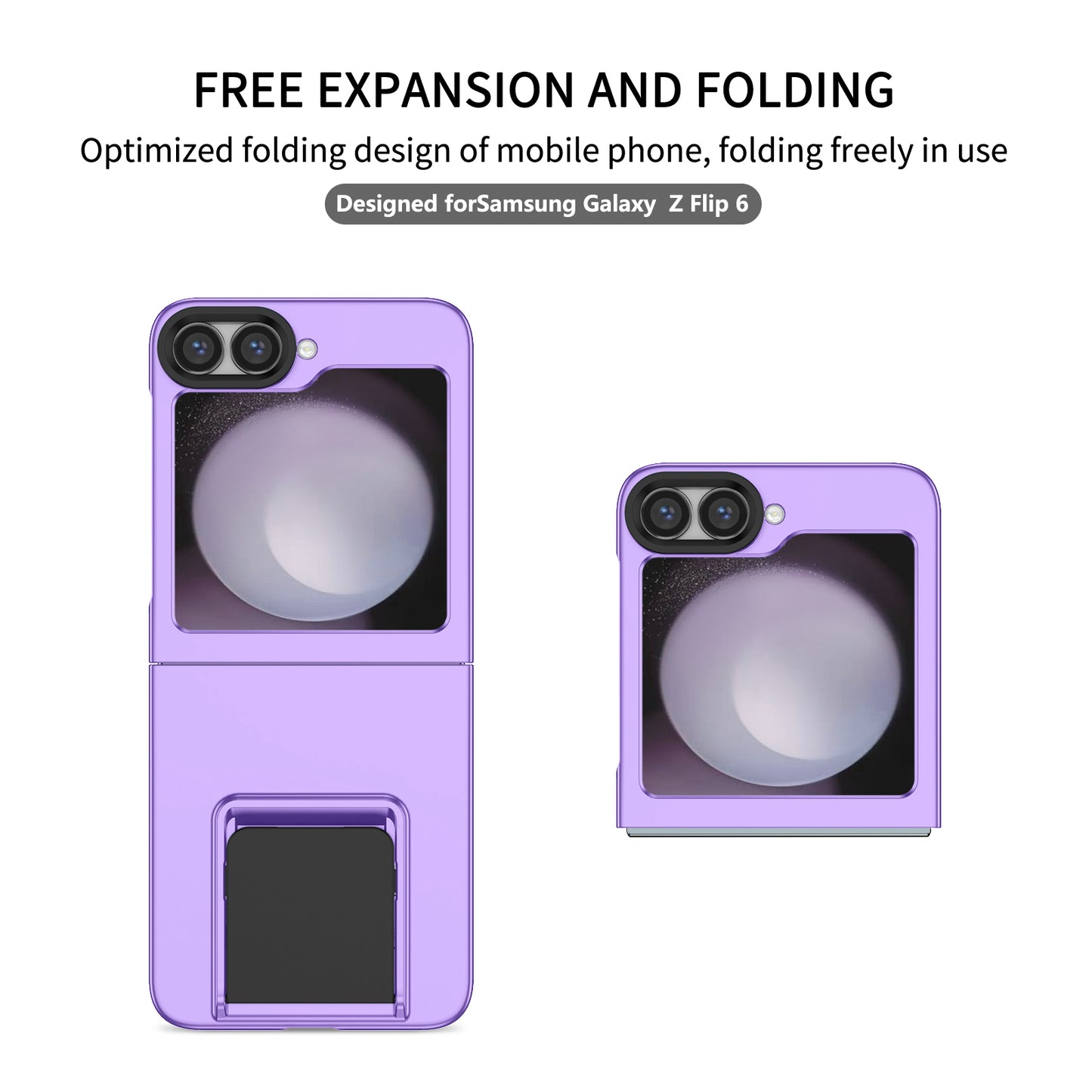 For Samsung Galaxy Z Flip6 5G Case Kickstand Anti-Scratch Hard PC Phone Cover - Purple