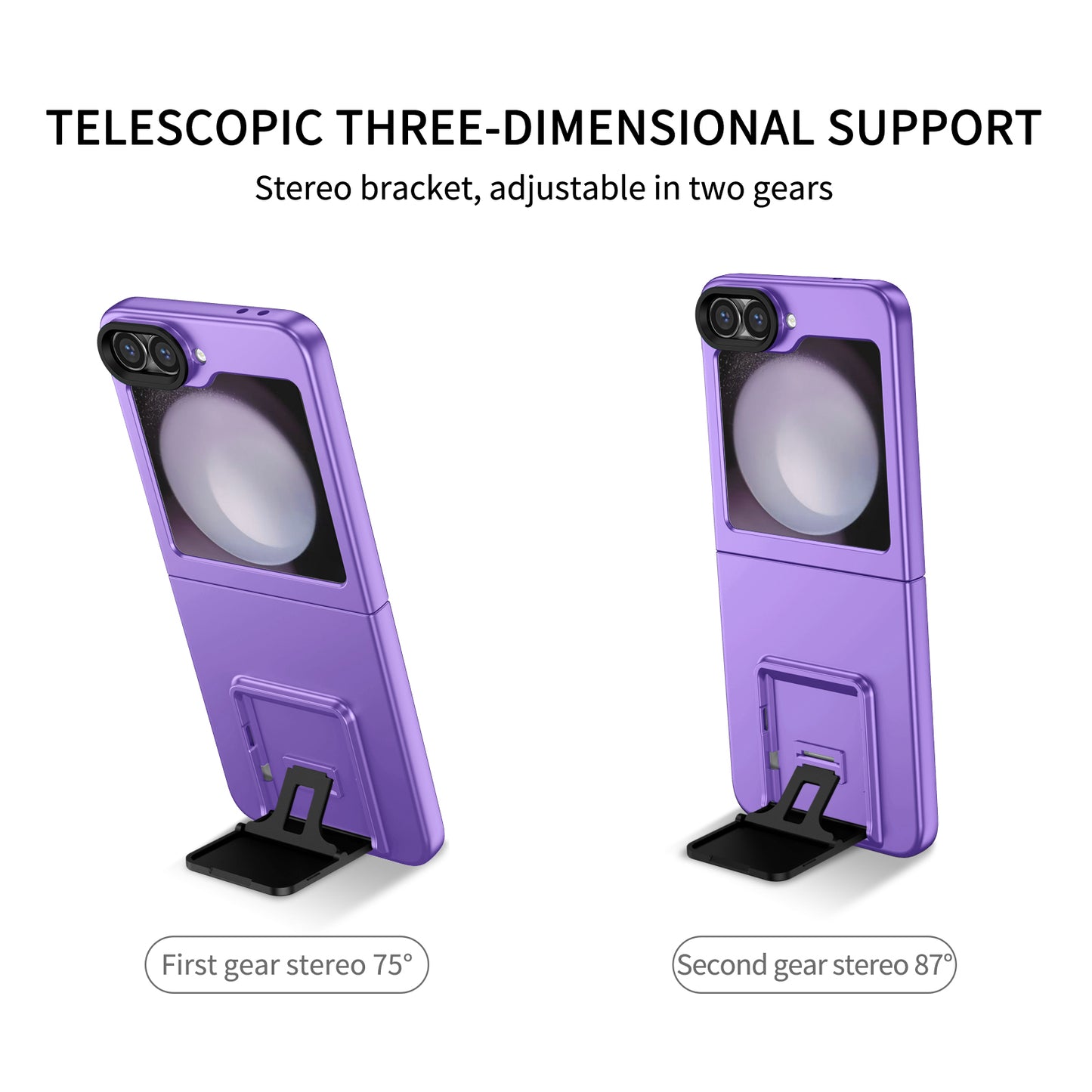 For Samsung Galaxy Z Flip6 5G Case Kickstand Anti-Scratch Hard PC Phone Cover - Purple