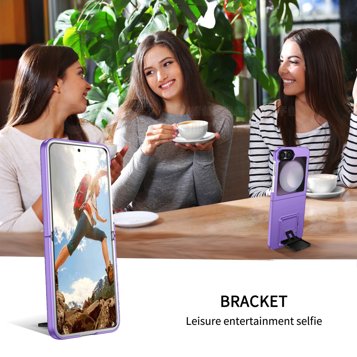 For Samsung Galaxy Z Flip6 5G Case Kickstand Anti-Scratch Hard PC Phone Cover - Purple