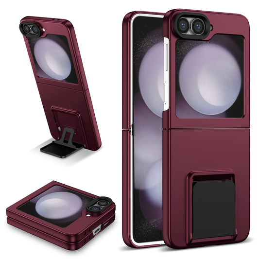For Samsung Galaxy Z Flip6 5G Case Kickstand Anti-Scratch Hard PC Phone Cover - Wine Red