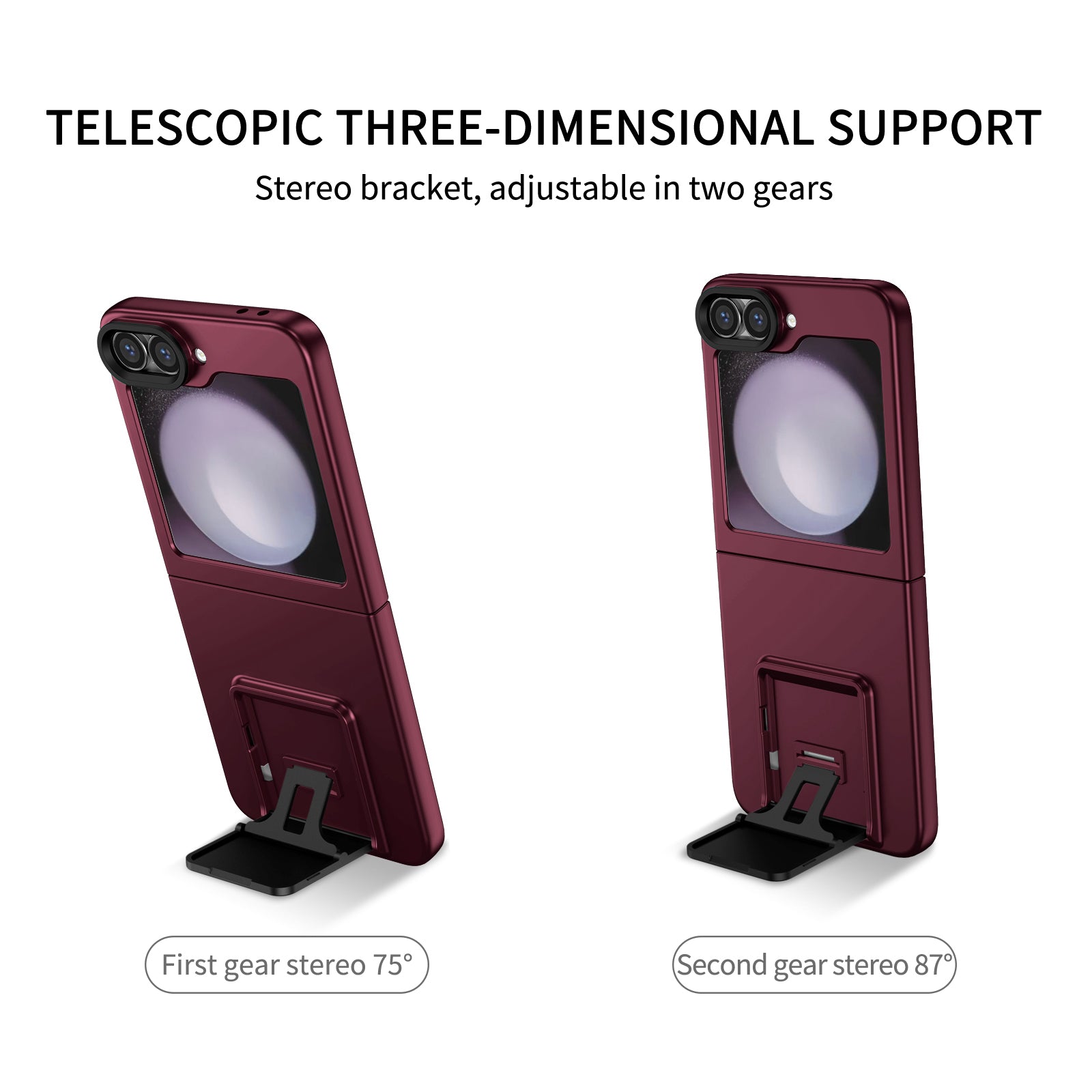 For Samsung Galaxy Z Flip6 5G Case Kickstand Anti-Scratch Hard PC Phone Cover - Wine Red