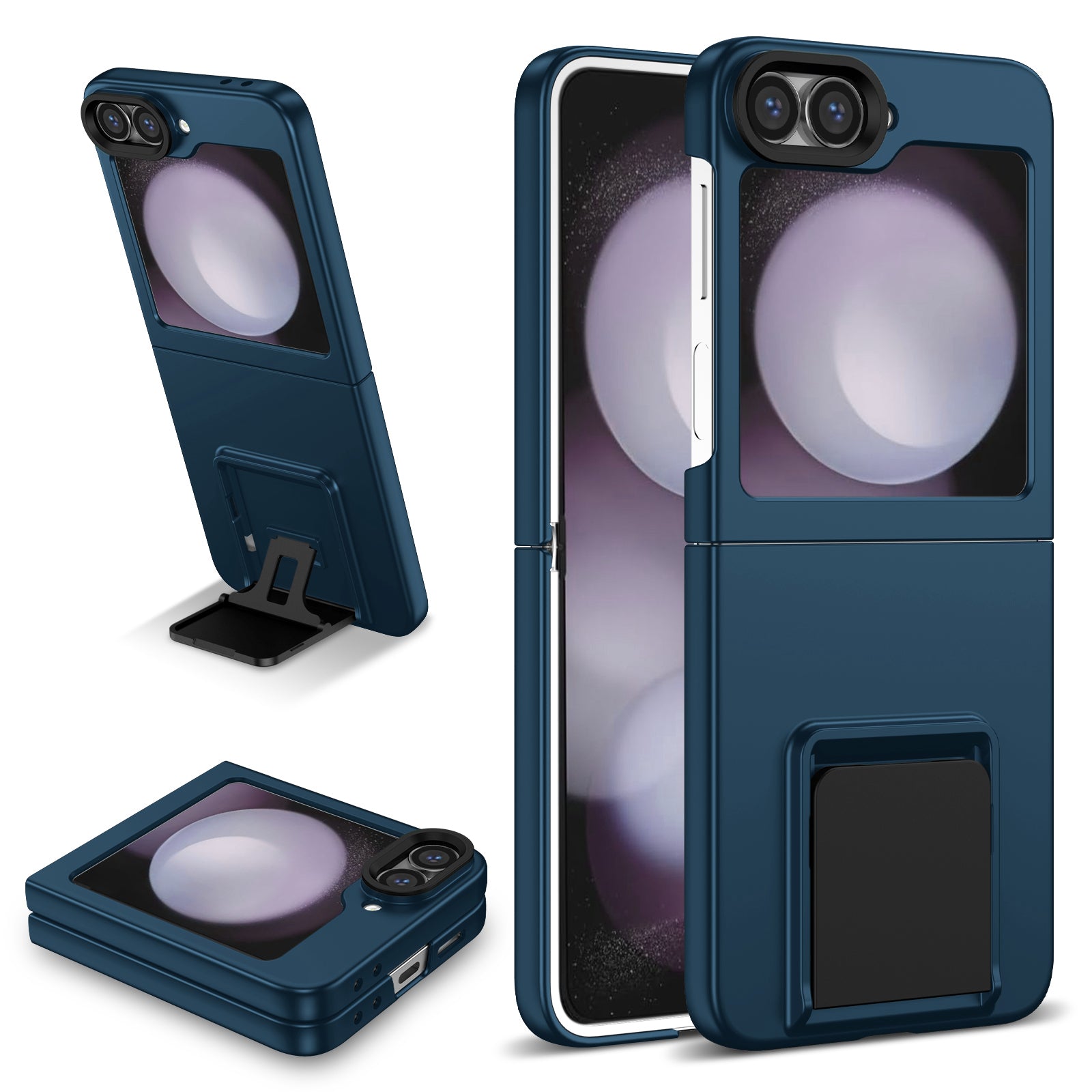 For Samsung Galaxy Z Flip6 5G Case Kickstand Anti-Scratch Hard PC Phone Cover - Blue