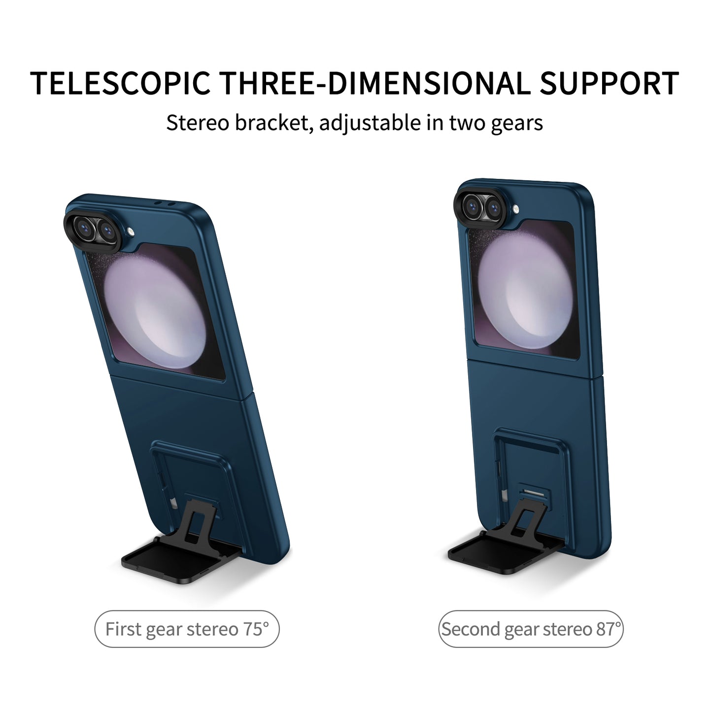 For Samsung Galaxy Z Flip6 5G Case Kickstand Anti-Scratch Hard PC Phone Cover - Blue