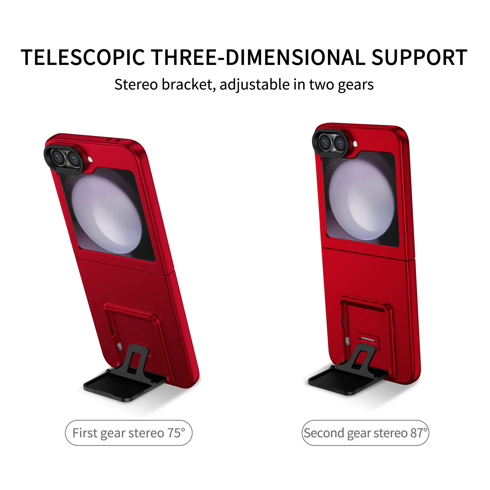 For Samsung Galaxy Z Flip6 5G Case Kickstand Anti-Scratch Hard PC Phone Cover - Red