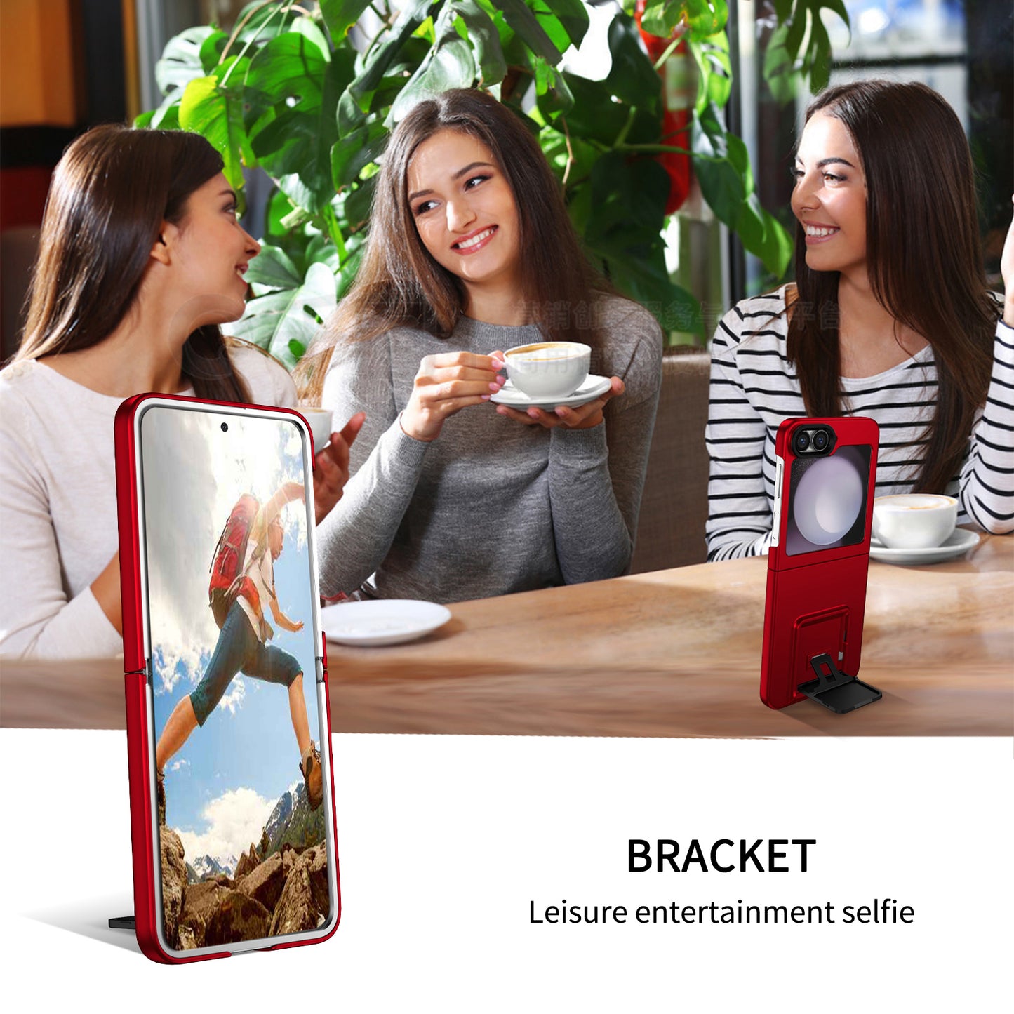For Samsung Galaxy Z Flip6 5G Case Kickstand Anti-Scratch Hard PC Phone Cover - Red