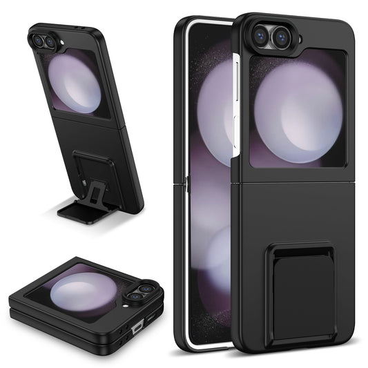 For Samsung Galaxy Z Flip6 5G Case Kickstand Anti-Scratch Hard PC Phone Cover - Black