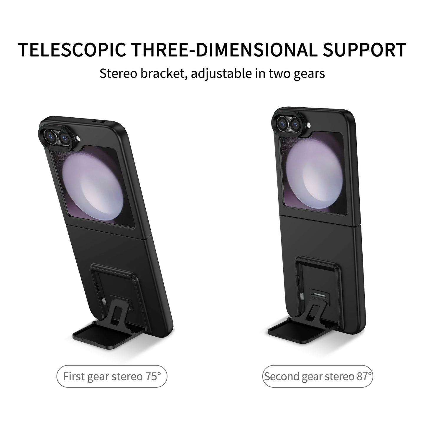 For Samsung Galaxy Z Flip6 5G Case Kickstand Anti-Scratch Hard PC Phone Cover - Black