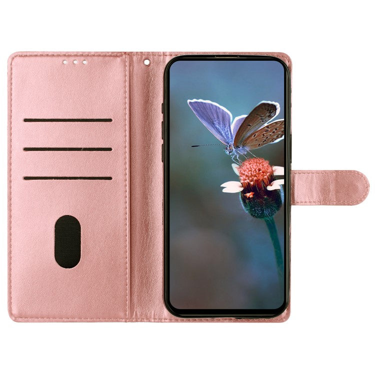 For Google Pixel 9 Case Butterfly Flower Pattern PU Leather Wallet Stand Phone Cover - Rose Gold