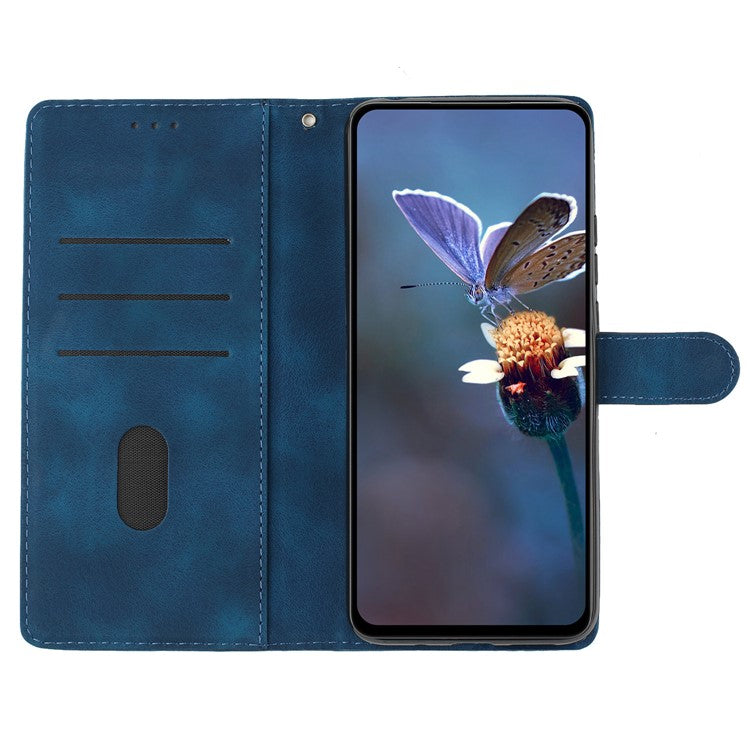 For Google Pixel 9 Case Butterfly Flower Design Skin-touch Leather Wallet Phone Cover - Blue