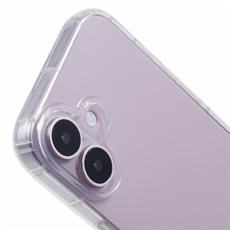 For iPhone 16 Clear Case Anti-Drop TPU Phone Cover (Big Rear Lens Hole)
