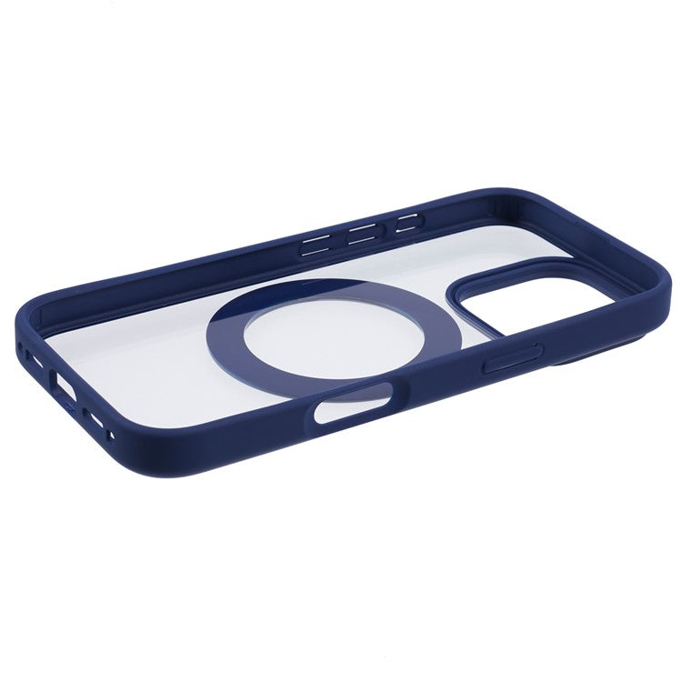 For iPhone 16 Pro Case PC+TPU Phone Cover Rotation Ring Holder Kickstand - Blue