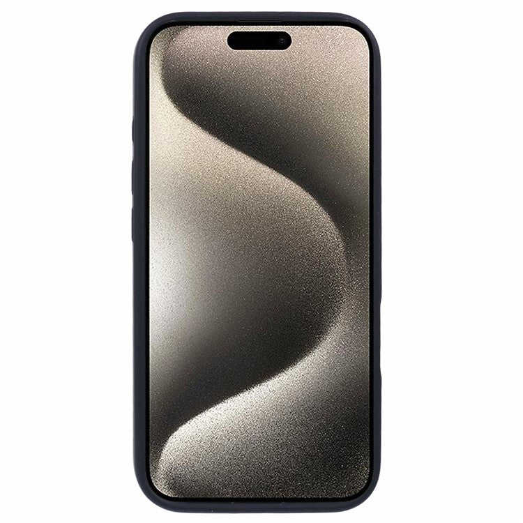 For iPhone 16 Case Built-in Kickstand PC+TPU Phone Cover Rotate Ring Holder - Black