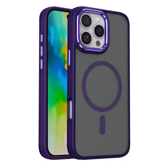 For iPhone 16 Pro Case Colored Edge PC+TPU Phone Cover Compatible with MagSafe - Purple