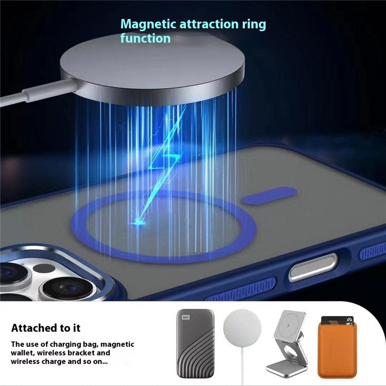 For iPhone 16 Pro Case Colored Edge PC+TPU Phone Cover Compatible with MagSafe - Purple