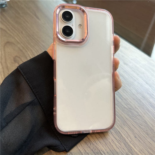 For iPhone 16 Plus Case Shockproof PC+TPU Hybrid Phone Cover - Pink