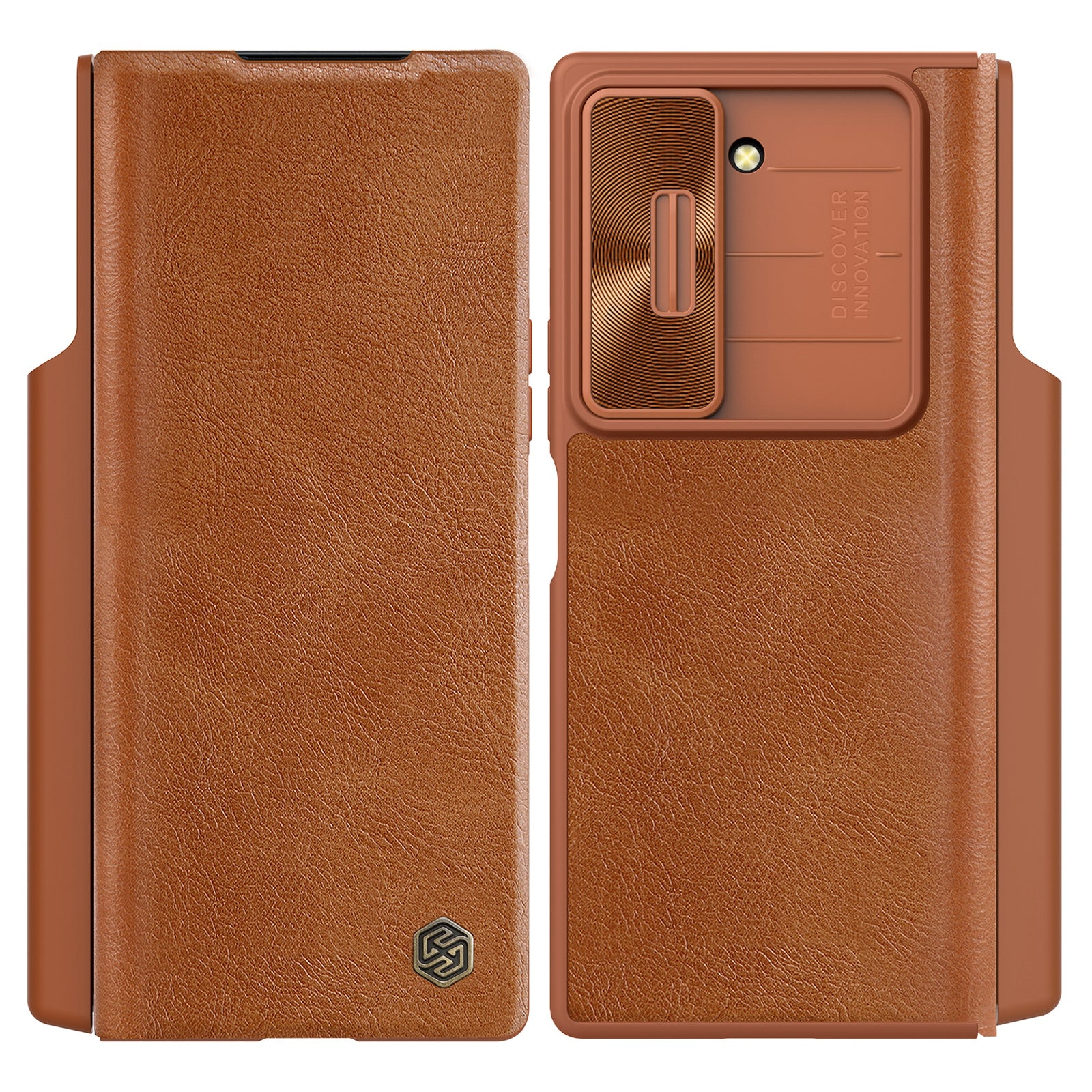 NILLKIN Qin Pro Series for Samsung Galaxy Z Fold6 5G Case with Card Slots Leather Phone Cover - Brown