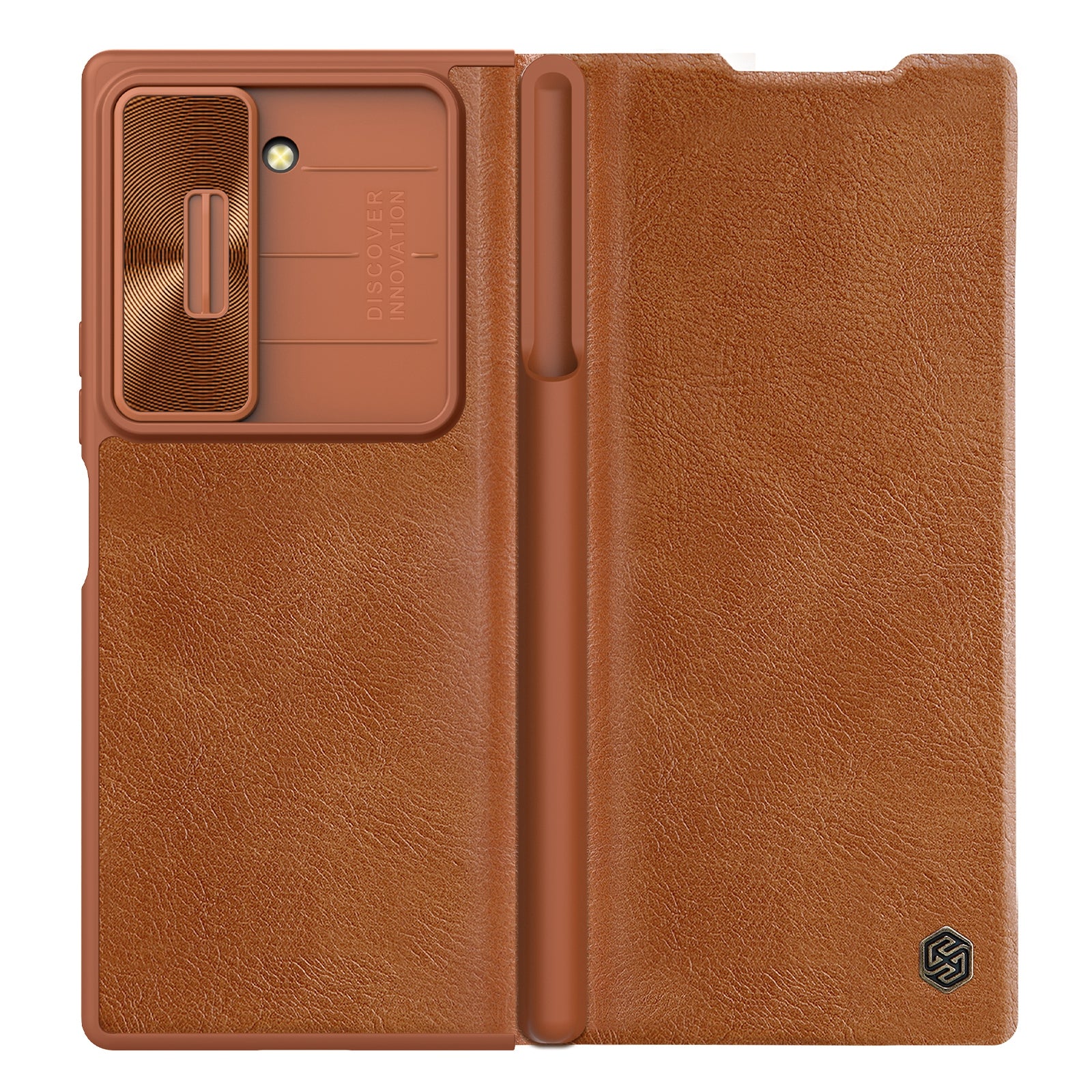 NILLKIN Qin Pro Series for Samsung Galaxy Z Fold6 5G Case with Card Slots Leather Phone Cover - Brown