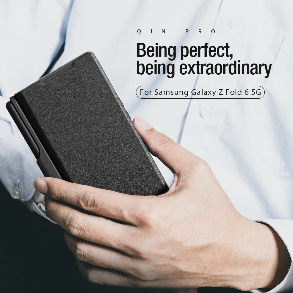 NILLKIN Qin Pro Series for Samsung Galaxy Z Fold6 5G Case with Card Slots Leather Phone Cover - Brown