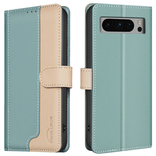 BINFEN COLOR BF33 For Google Pixel 8 Pro Wallet Case PU Leather RFID Blocking Phone Cover - Green