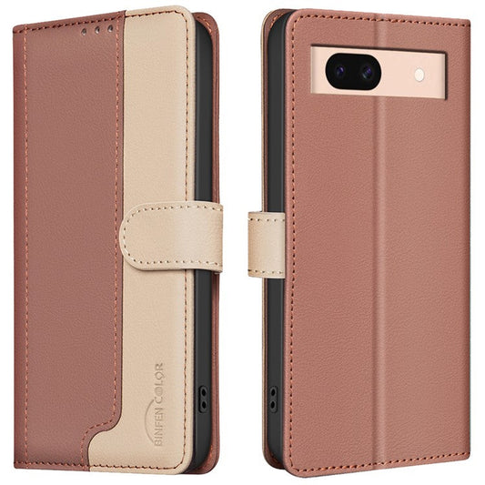 BINFEN COLOR BF33 For Google Pixel 8a Case RFID Blocking PU Leather Flip Phone Cover - Brown