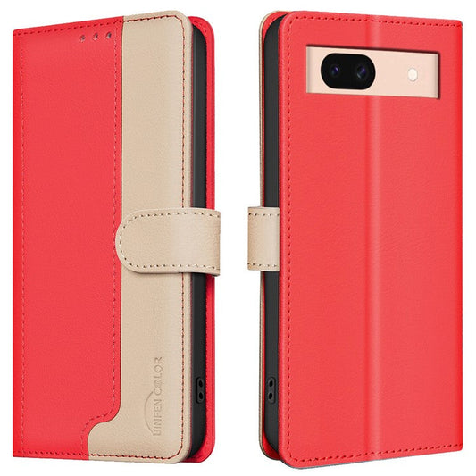 BINFEN COLOR BF33 For Google Pixel 8a Case RFID Blocking PU Leather Flip Phone Cover - Red