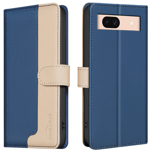 BINFEN COLOR BF33 For Google Pixel 8a Case RFID Blocking PU Leather Flip Phone Cover - Blue