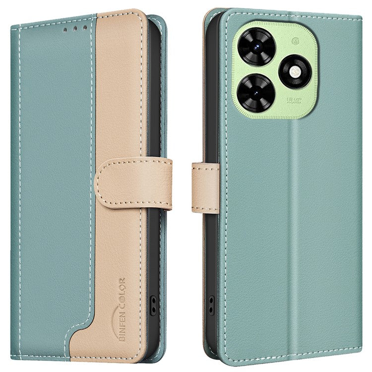 BINFEN COLOR BF33 Case for TECNO Spark 20C / Spark Go 2024 4G / Pop 8 Wallet Phone Leather Cover - Green