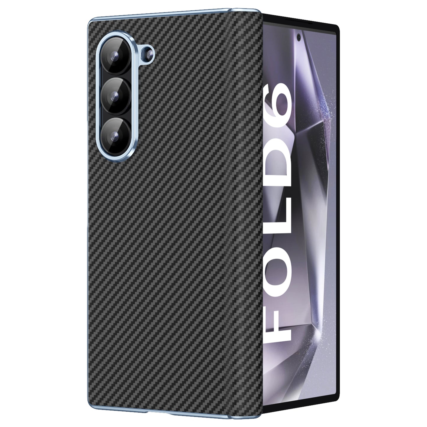 For Samsung Galaxy Z Fold6 5G Case Leather+PC Phone Cover with Hinge Protection - Black