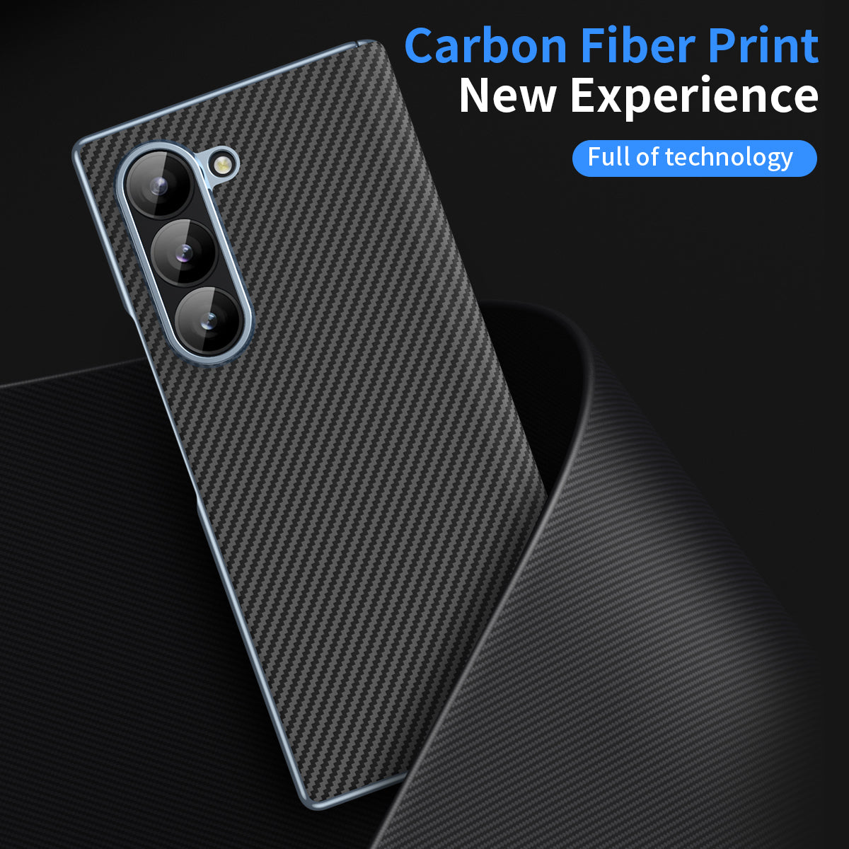 For Samsung Galaxy Z Fold6 5G Case Leather+PC Phone Cover with Hinge Protection - Black