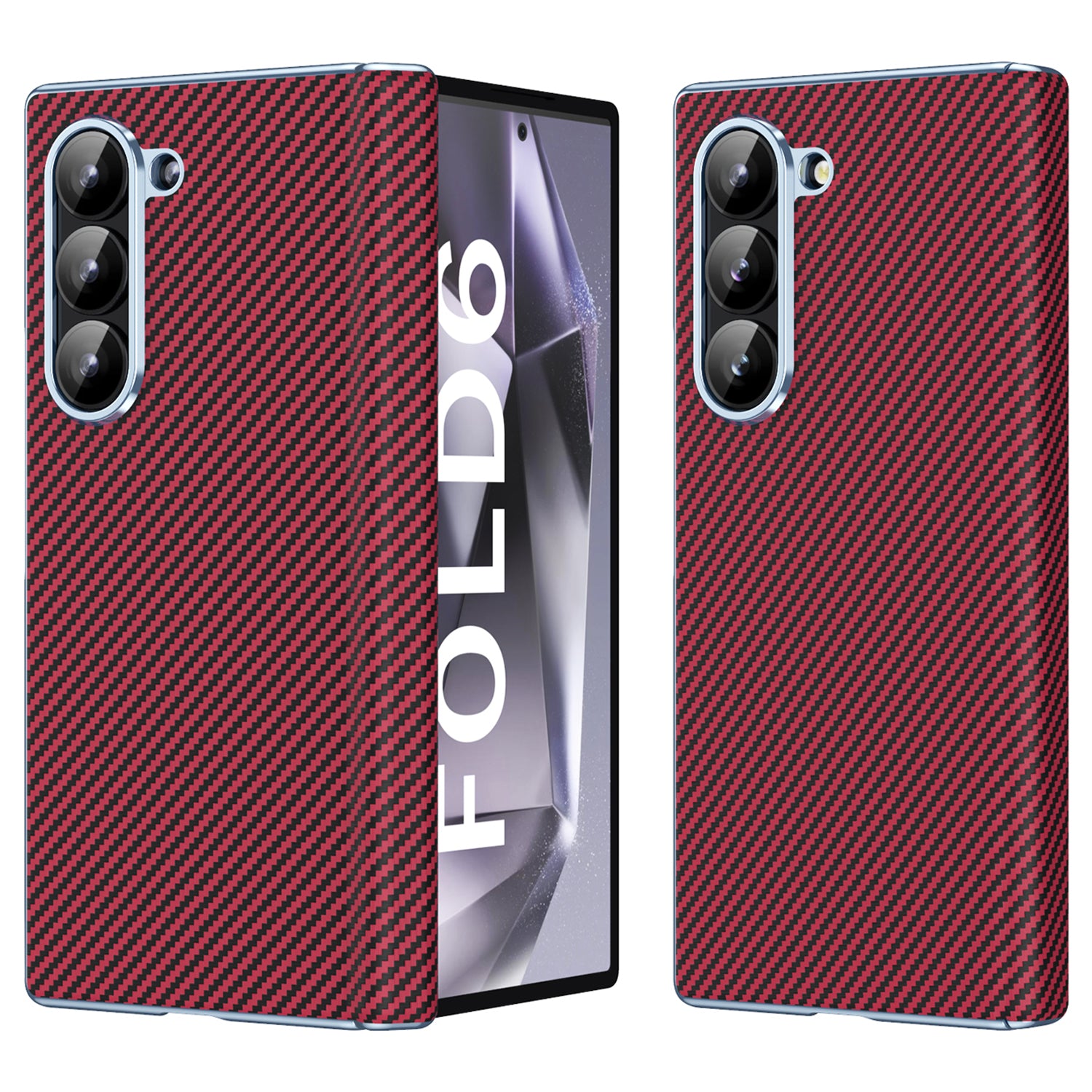 For Samsung Galaxy Z Fold6 5G Case Leather+PC Phone Cover with Hinge Protection - Red