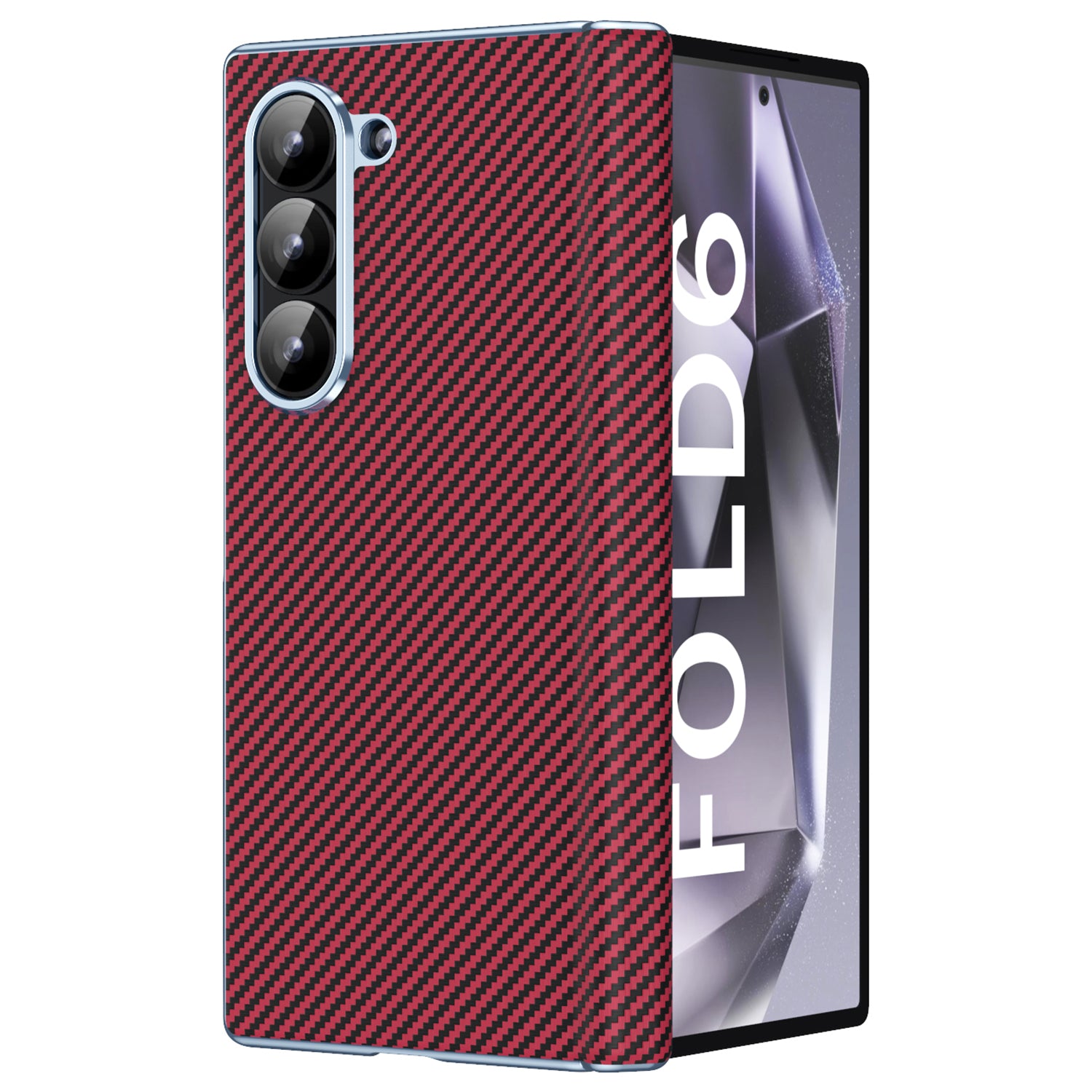 For Samsung Galaxy Z Fold6 5G Case Leather+PC Phone Cover with Hinge Protection - Red