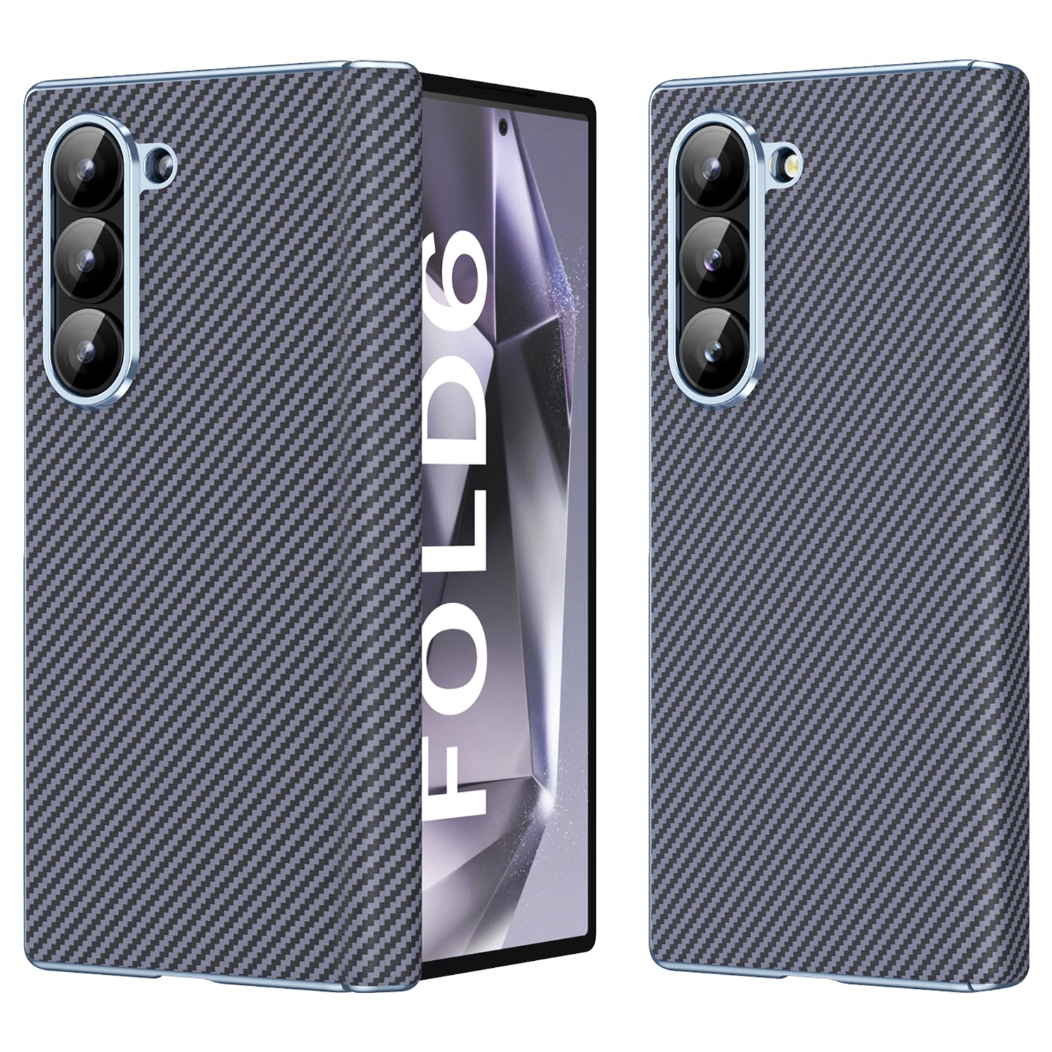 For Samsung Galaxy Z Fold6 5G Case Leather+PC Phone Cover with Hinge Protection - Grey