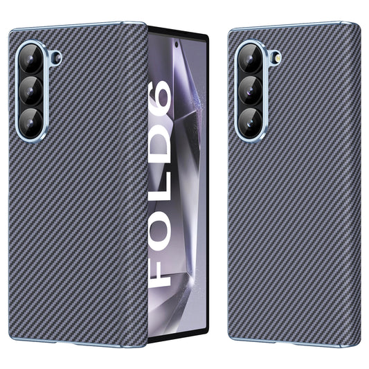 For Samsung Galaxy Z Fold6 5G Case Leather+PC Phone Cover with Hinge Protection - Grey