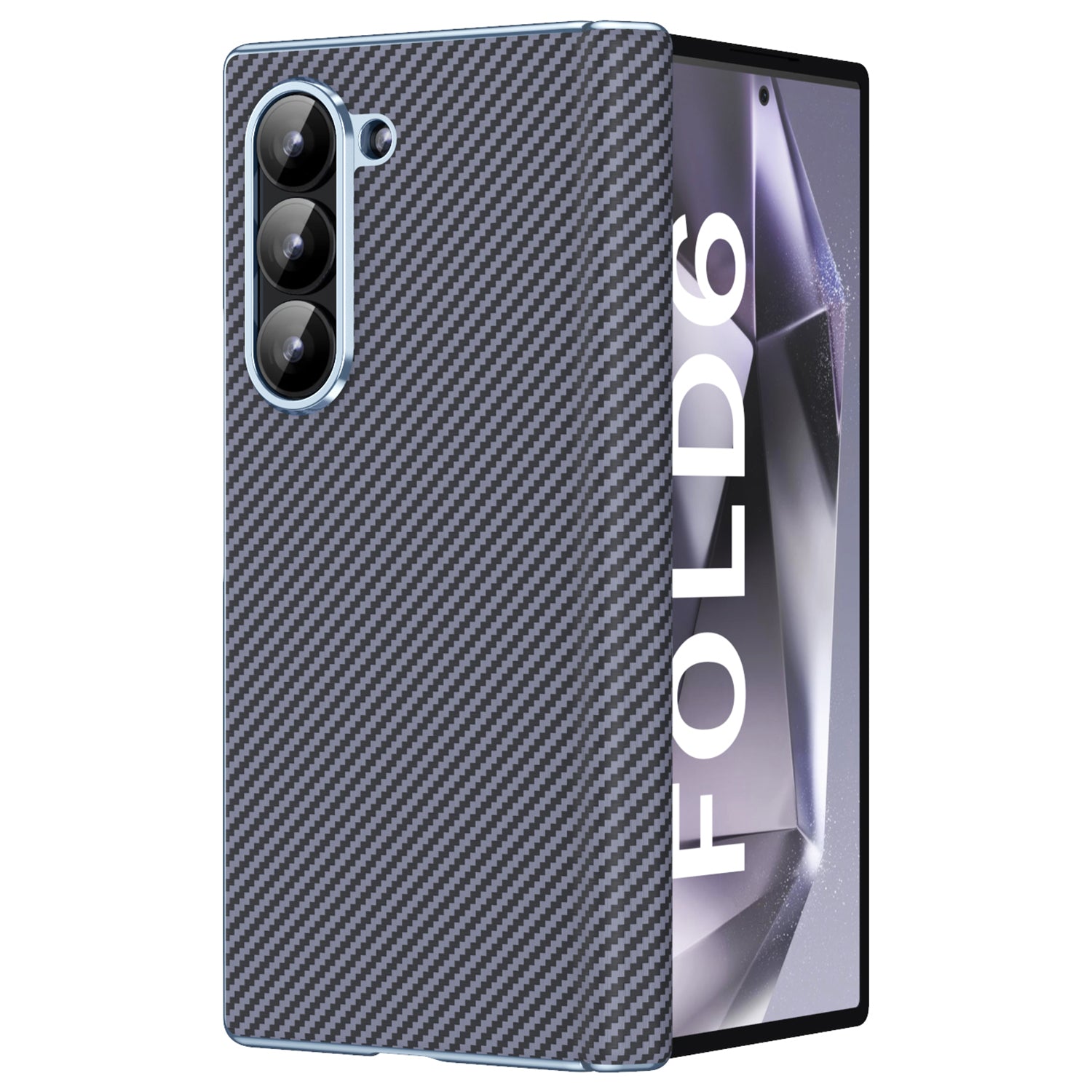 For Samsung Galaxy Z Fold6 5G Case Leather+PC Phone Cover with Hinge Protection - Grey