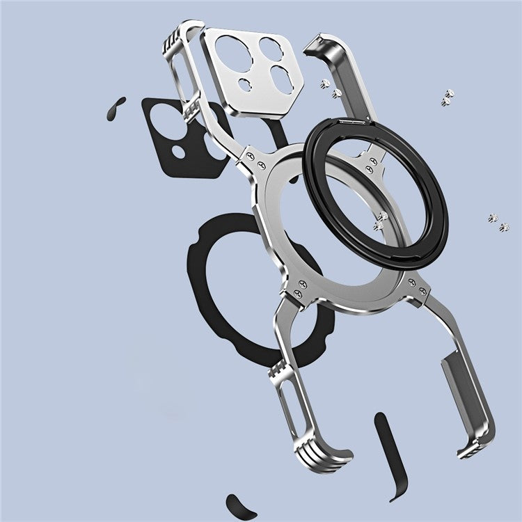 For Asus ROG Phone 8 5G / 8 Pro 5G Bumper Case Frameless Magnetic Kickstand Metal Phone Cover - Black / Purple