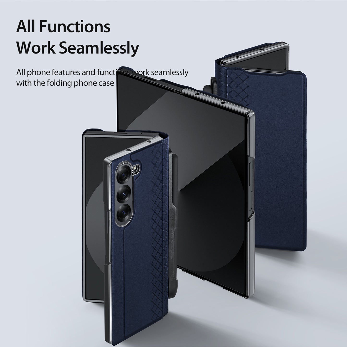 DUX DUCIS Bril Series for Samsung Galaxy Z Fold6 5G Case Leather+PC Stand Phone Cover with Pen Slot - Blue