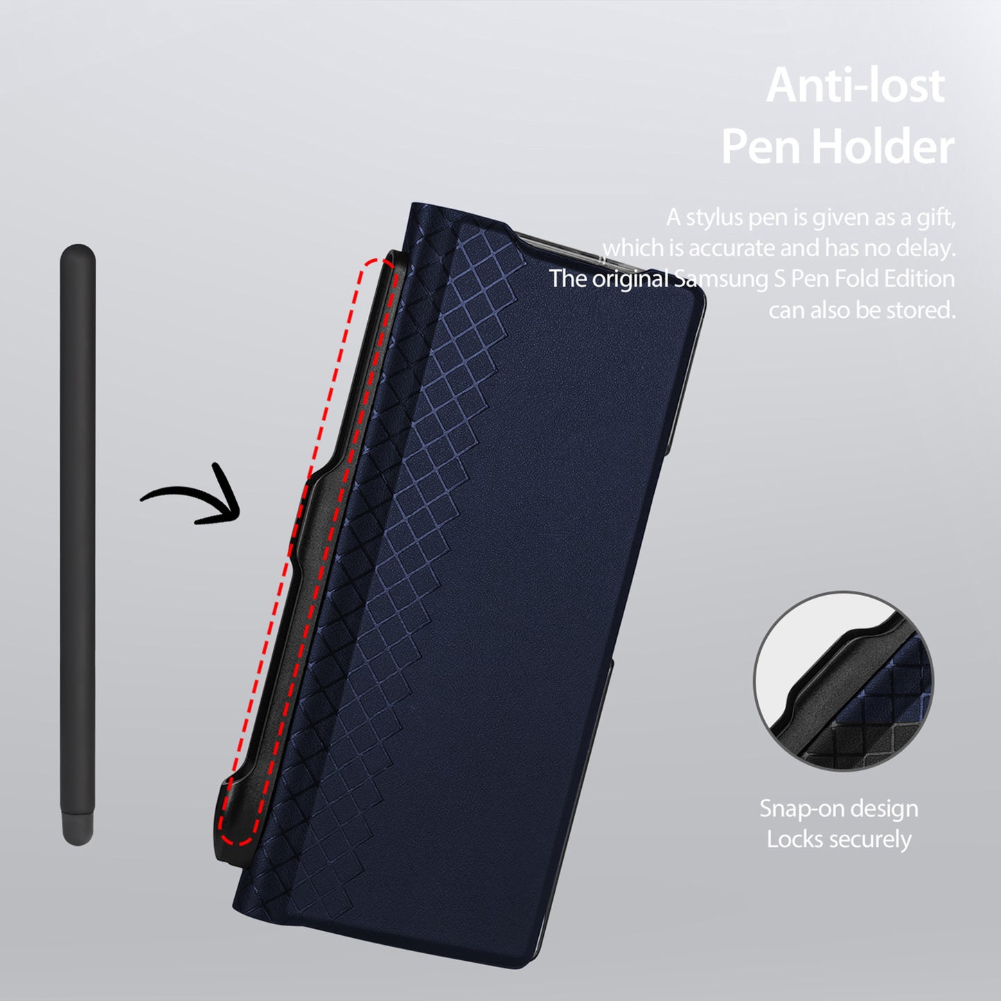 DUX DUCIS Bril Series for Samsung Galaxy Z Fold6 5G Case Leather+PC Stand Phone Cover with Pen Slot - Blue