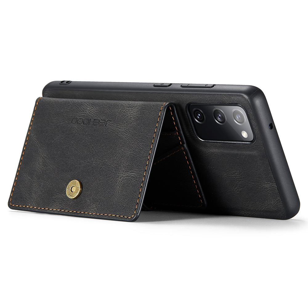 JEEHOOD J01 For Samsung Galaxy S20 FE 2022 / S20 FE / S20 FE 5G / S20 Lite Case Retro Leather Detachable Back Cover - Black