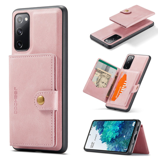 JEEHOOD J01 For Samsung Galaxy S20 FE 2022 / S20 FE / S20 FE 5G / S20 Lite Case Retro Leather Detachable Back Cover - Pink