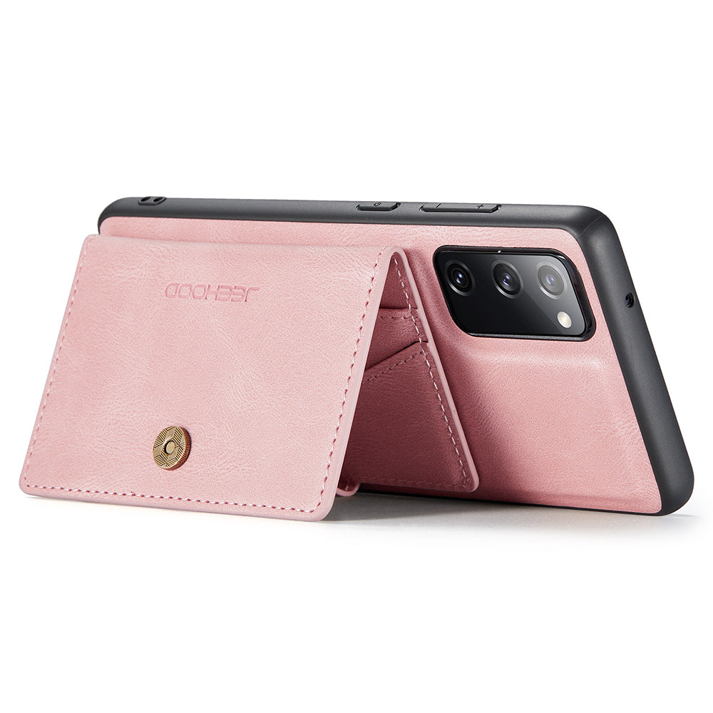 JEEHOOD J01 For Samsung Galaxy S20 FE 2022 / S20 FE / S20 FE 5G / S20 Lite Case Retro Leather Detachable Back Cover - Pink
