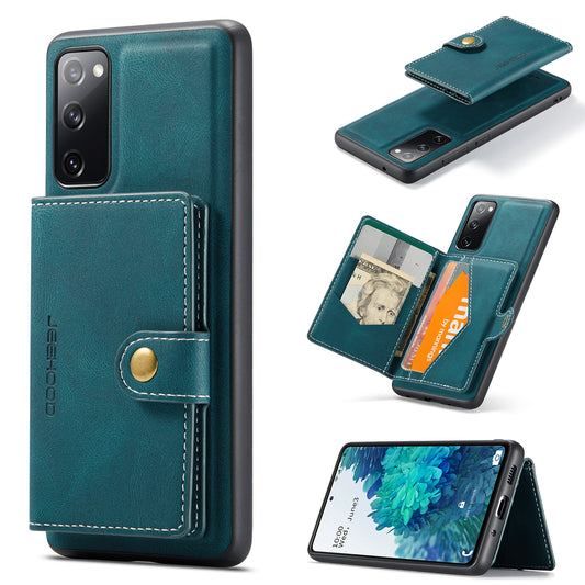 JEEHOOD J01 For Samsung Galaxy S20 FE 2022 / S20 FE / S20 FE 5G / S20 Lite Case Retro Leather Detachable Back Cover - Blue