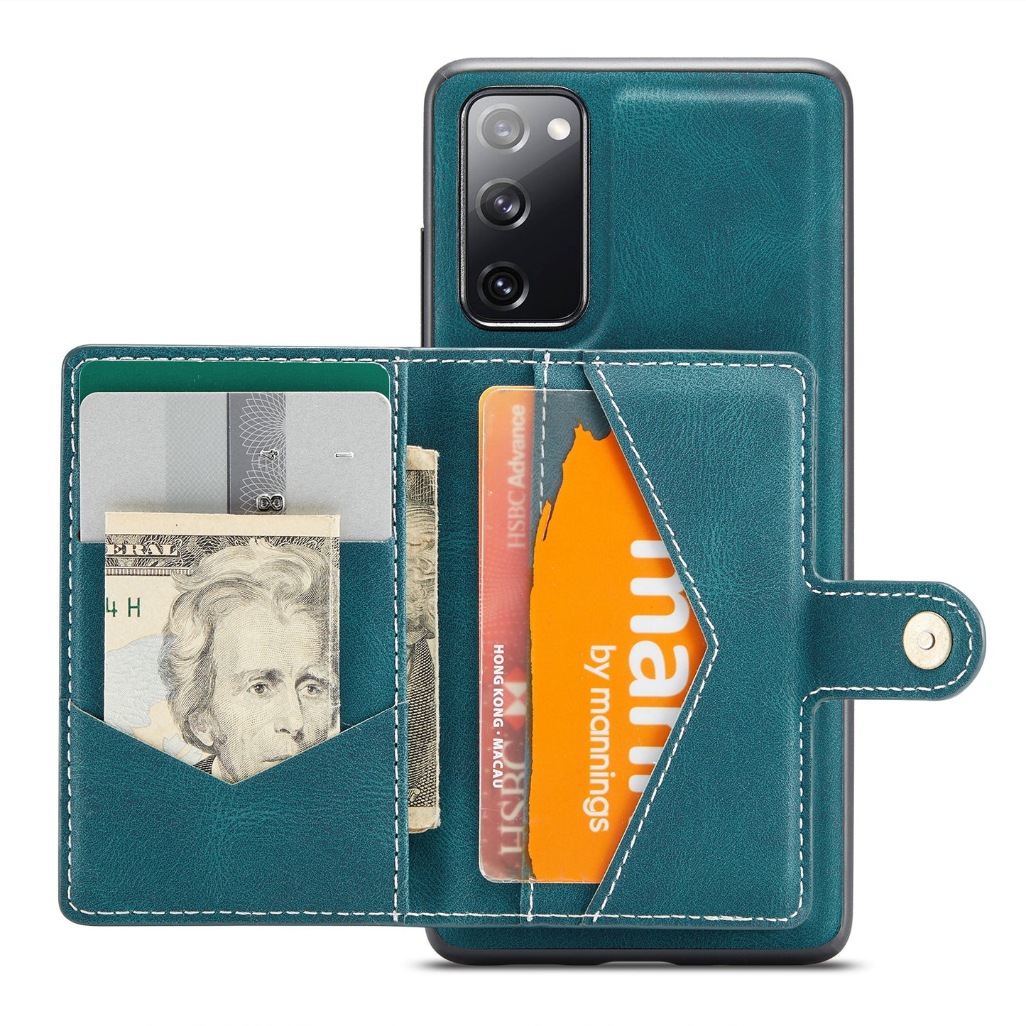 JEEHOOD J01 For Samsung Galaxy S20 FE 2022 / S20 FE / S20 FE 5G / S20 Lite Case Retro Leather Detachable Back Cover - Blue