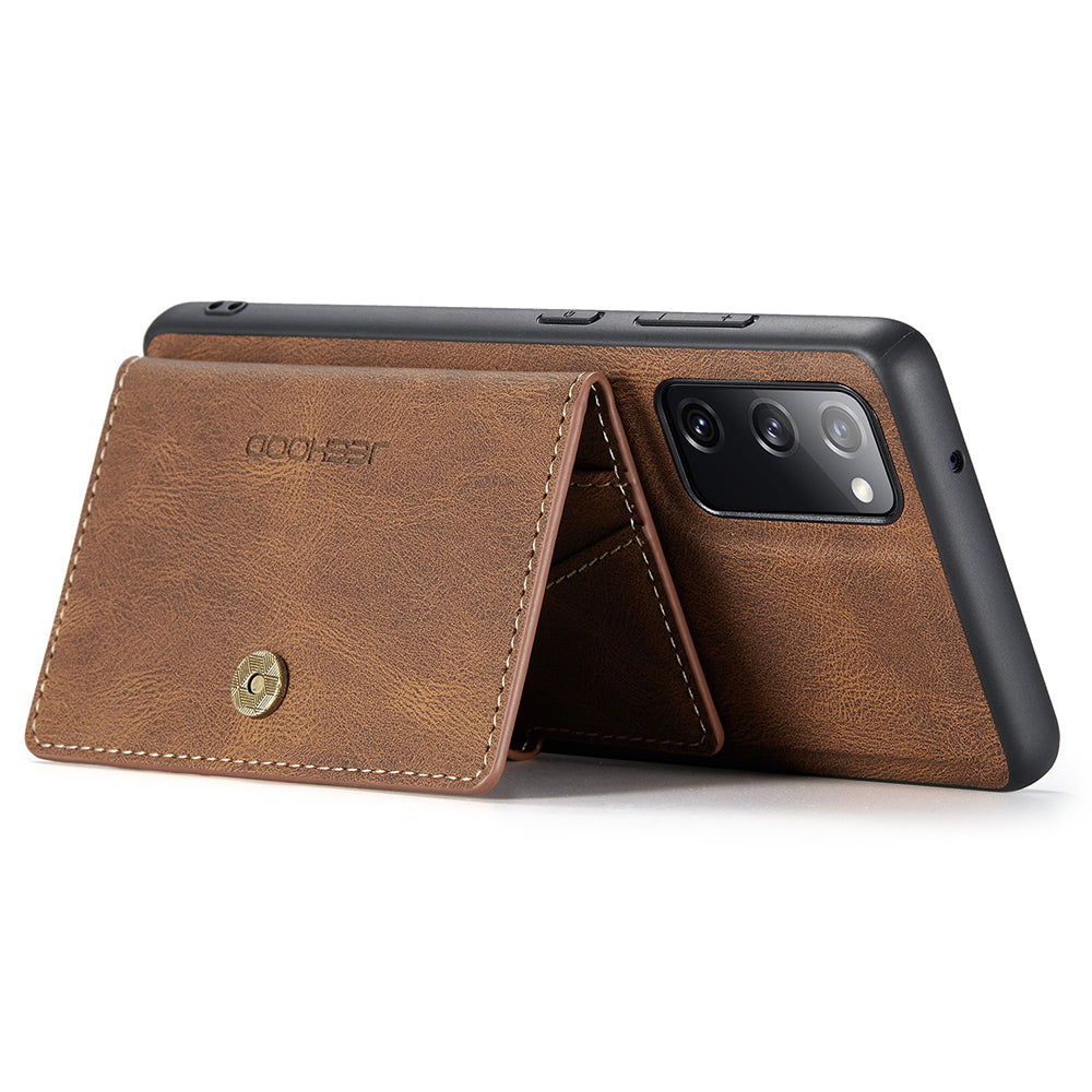 JEEHOOD J01 For Samsung Galaxy S20 FE 2022 / S20 FE / S20 FE 5G / S20 Lite Case Retro Leather Detachable Back Cover - Brown