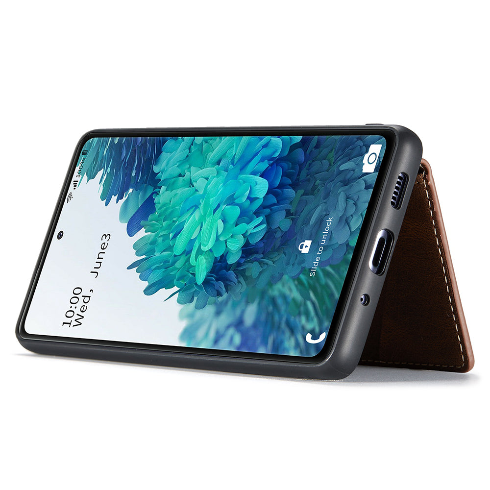 JEEHOOD J01 For Samsung Galaxy S20 FE 2022 / S20 FE / S20 FE 5G / S20 Lite Case Retro Leather Detachable Back Cover - Brown
